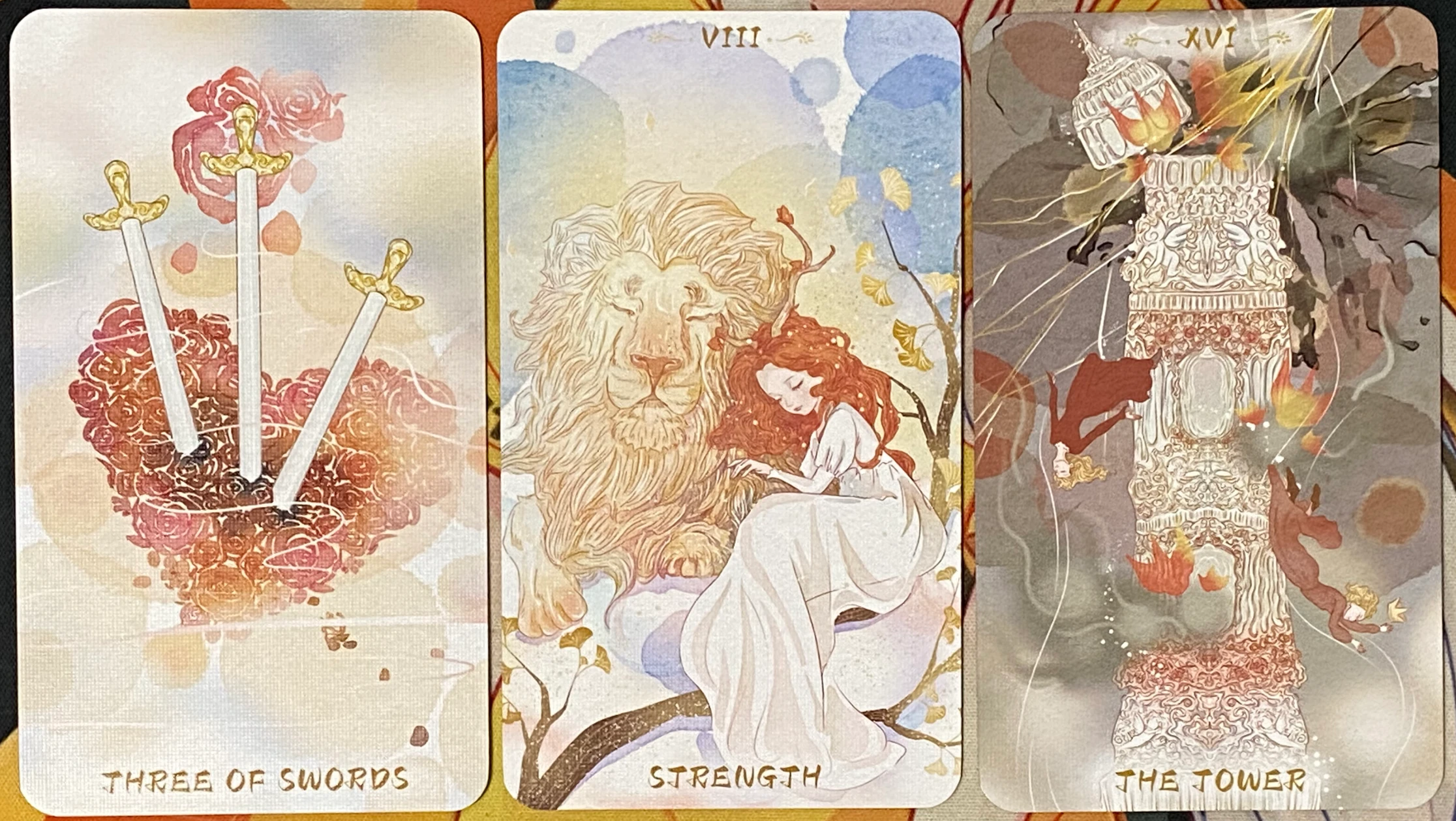 Three of Swords, Strength and The Tower